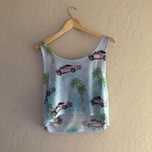 🌴SOLD - BLUE SUMMER SCENE MUSCLE TANK